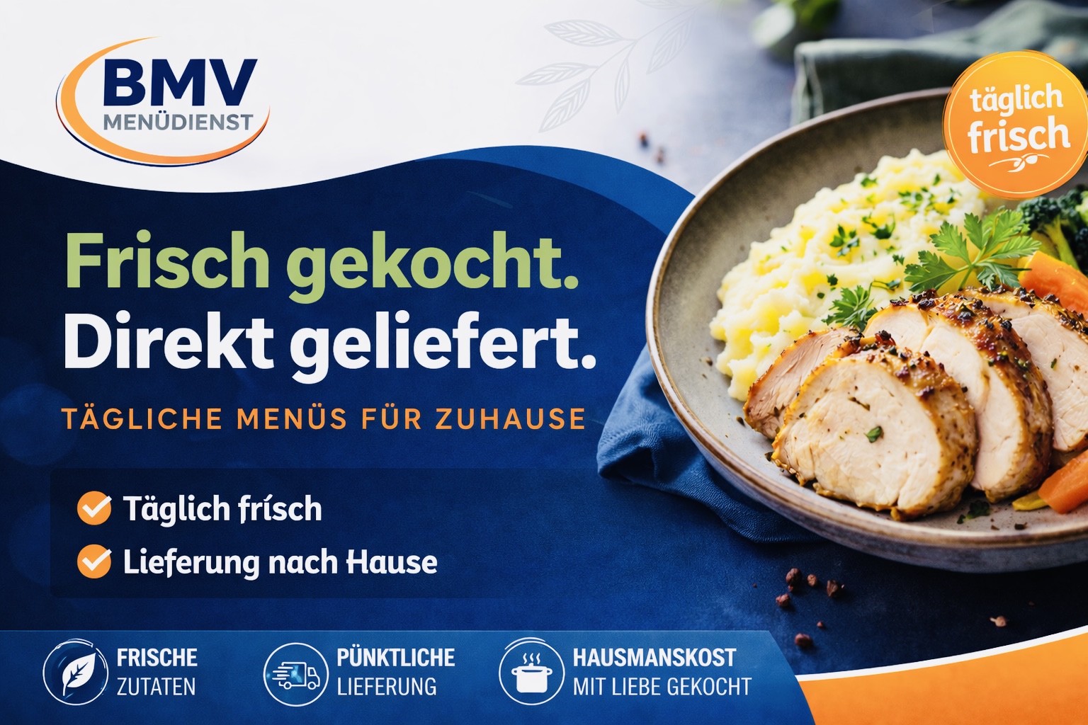 Täglich frisch gekochtes Mittagessen – BMV Menüdienst liefert in Potsdam und Brandenburg